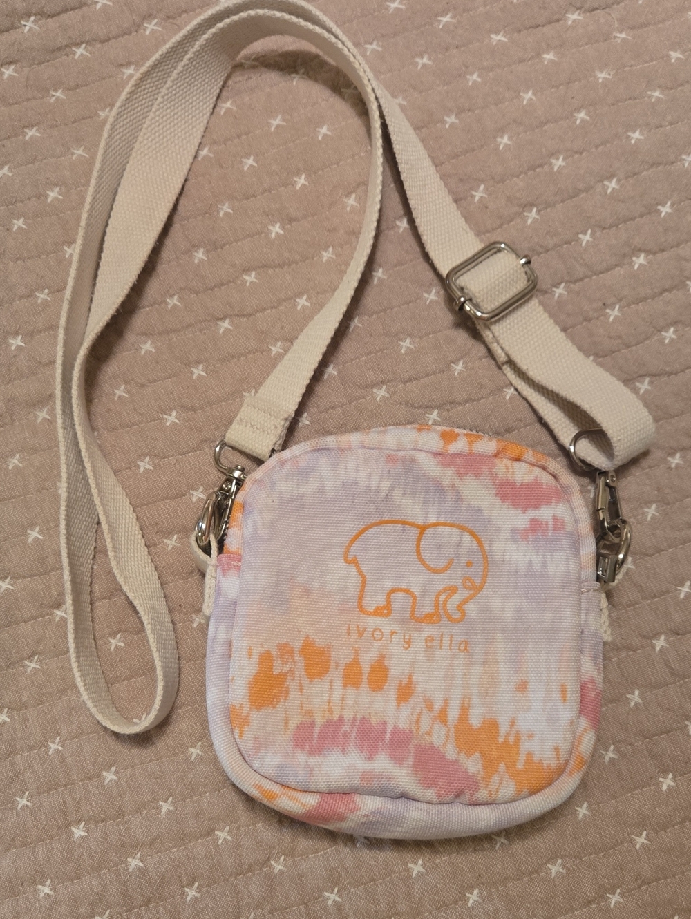 ivory ella Tie-Dye Crossbody in Pastel Orange, Pink, and Purple